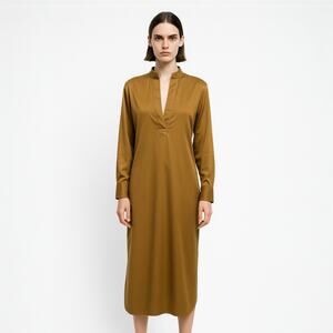 Banana Republic Women's Brown V Neck Long Sleeve Maxi Shift Dress Size XS